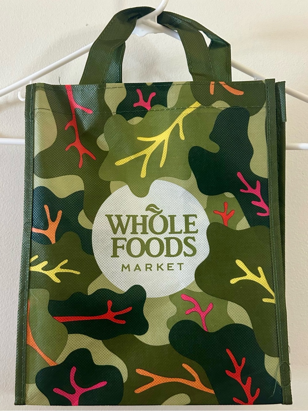 Whole Foods Small Tote Bag Camouflage Jungle Leaves Green Reusable Shopping